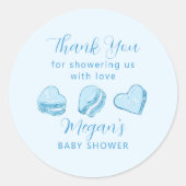 Sticker Rond Blue Hearts Valentine Baby shower Favoriser (Devant)