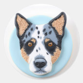 Sticker Rond Blue Heeler Chien 3D inspiré (Devant)