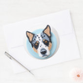 Sticker Rond Blue Heeler Chien 3D inspiré (Enveloppe)