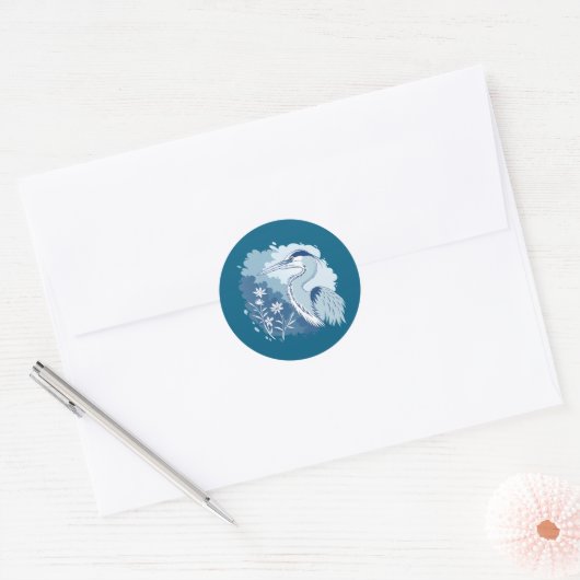 Sticker Rond  Blue Heron (Enveloppe)