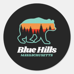 Sticker Rond Blue Hills Machusetts Ski Snowboard Ours