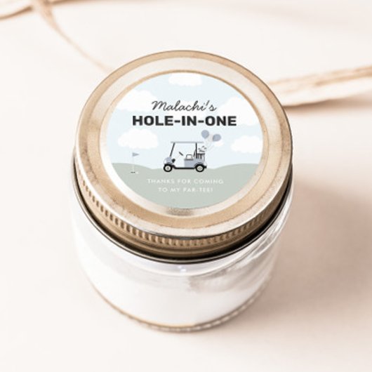 Sticker Rond Blue Hole-In-One Golf 1er Anniversaire Favoriser