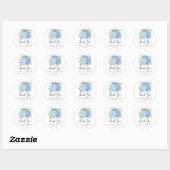 Sticker Rond Blue Hydrangea Aquarelle Floral Mariage Merci (Feuille)