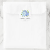 Sticker Rond Blue Hydrangea Aquarelle Mariage Floral (Sac)