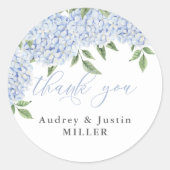 Sticker Rond Blue Hydrangea Customisé mariage Favor (Devant)