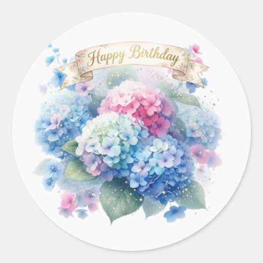 Sticker Rond Blue Hydrangea Floral  (Devant)