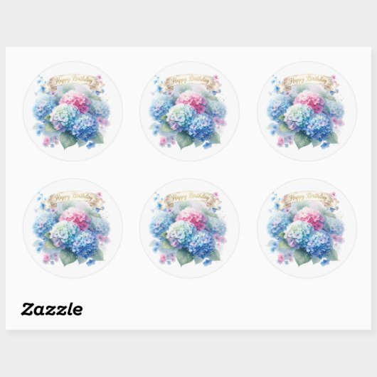 Sticker Rond Blue Hydrangea Floral  (Feuille)