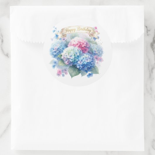 Sticker Rond Blue Hydrangea Floral (Sac)
