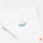 Sticker Rond Blue Hydrangea Floral Mariage (Enveloppe)