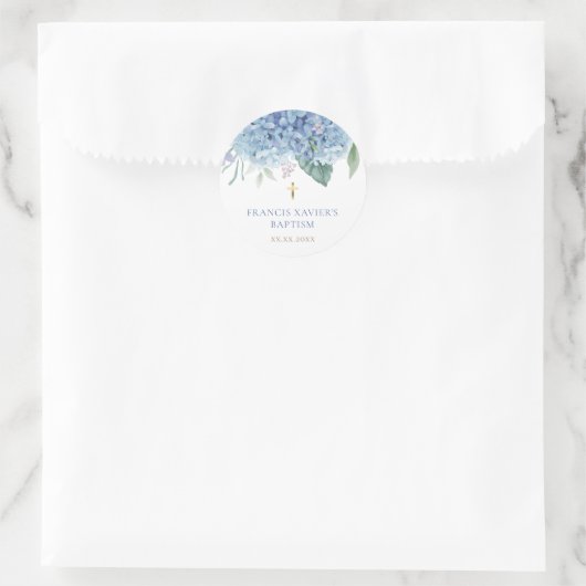 Sticker Rond blue Hydrangea flowers Baptism (Sac)