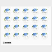 Sticker Rond Blue Hydrangea Mariage Floral Merci (Feuille)