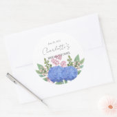 Sticker Rond Blue Hydrangea Modern  Floral Bridal Shower (Enveloppe)