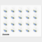 Sticker Rond Blue Hydrangea Moderne Mariage Floral Merci (Feuille)