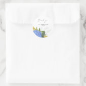 Sticker Rond Blue Hydrangea Moderne Mariage Floral Merci (Sac)