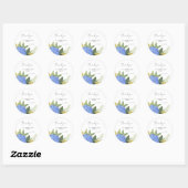 Sticker Rond Blue Hydrangea Moderne Mariage Floral Merci (Feuille)
