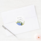 Sticker Rond Blue Hydrangea Moderne Mariage Floral Merci (Enveloppe)