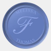 Sticker Rond Blue Hydrangea Monogramme Nom Faux Cire Timbre (Devant)