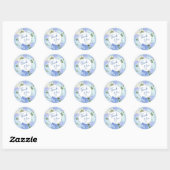 Sticker Rond Blue Hydrangea Rose verdure Merci Floral (Feuille)
