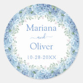 Sticker Rond Blue Hydrangeas aquarelle Floral Mariage (Devant)