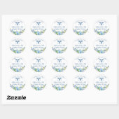 Sticker Rond Blue Hydrangeas Floral Nursing School Graduation (Feuille)