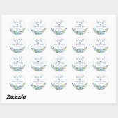 Sticker Rond Blue Hydrangeas Floral Wedding Favor Merci (Feuille)