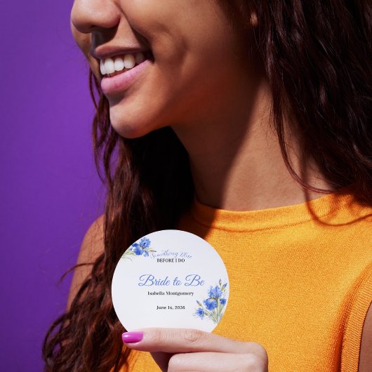 Sticker Rond Blue Iris Bride to Be Something Blue Bridal Shower