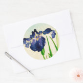 Sticker Rond Blue Iris - imprimé japonais aquarelle (Enveloppe)