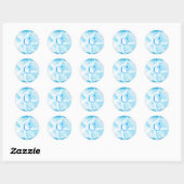 Sticker Rond Blue Island Starfish Mariage Monogramme (Feuille)