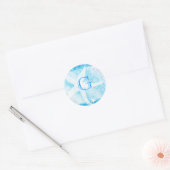 Sticker Rond Blue Island Starfish Mariage Monogramme (Enveloppe)
