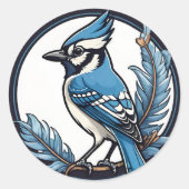 Sticker Rond Blue Jay Bird (Devant)