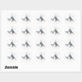 Sticker Rond Blue Jay Bird Berries Art (Feuille)