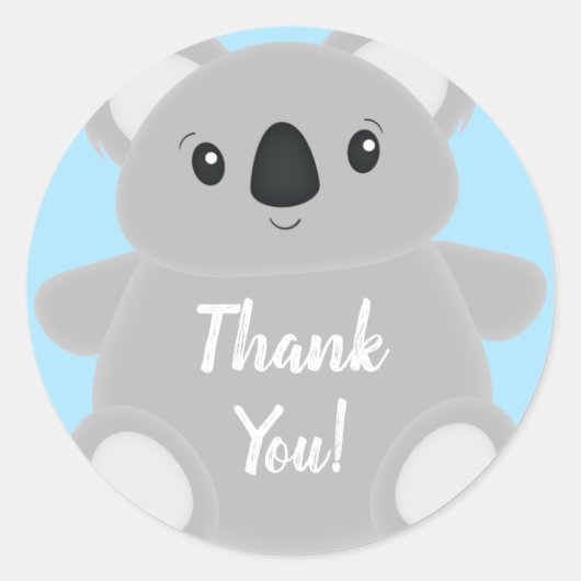 Sticker Rond Blue Koala Bear Baby shower (Devant)