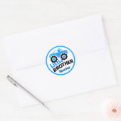 Sticker Rond Blue Little Brother Monster Truck Custom Name (Enveloppe)