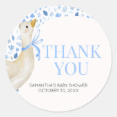 Sticker Rond Blue Little Silly Goose Baby Shower (Devant)