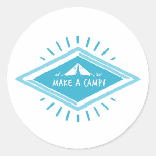 Sticker Rond Blue Make a Camp, Great Adventure