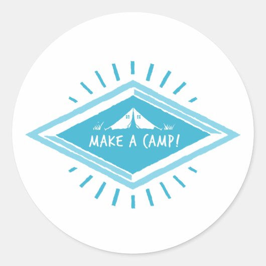 Sticker Rond Blue Make a Camp, Great Adventure (Devant)