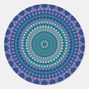 Sticker Rond Blue Mandala fête d'anniversaire