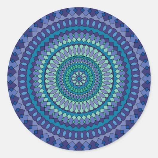 Sticker Rond Blue Mandala fête d'anniversaire (Devant)