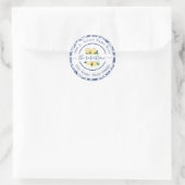 Sticker Rond Blue Mediterranean Lemons Adresse de retour (Sac)