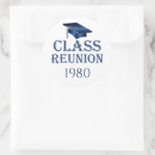 Sticker Rond Blue Mortar casquette, réunion de classe chaque an (Sac)