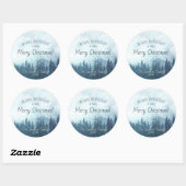 Sticker Rond Blue Mountain Pines Festival Joyeux Noël (Feuille)