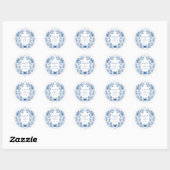 Sticker Rond Blue Nautical Crab Shell Ocean Beach Wedding (Feuille)