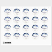 Sticker Rond Blue Navy Flowers - Rustic Wedding (Feuille)