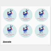 Sticker Rond Blue Nordic Christmas Reindeer Pair (Feuille)