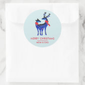 Sticker Rond Blue Nordic Christmas Reindeer Pair (Sac)