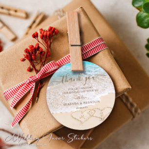 Sticker Rond Blue Ocean Waves Plage tropicale Mariage Faveur