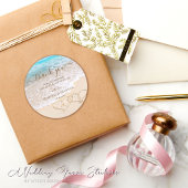 Sticker Rond Blue Ocean Waves Plage tropicale Mariage Merci