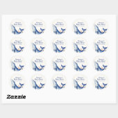 Sticker Rond Blue Ocean Whimsical Duck Stars Baby shower balein (Feuille)