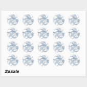 Sticker Rond Blue Octopus Cephalopod Kraken Ink (Feuille)