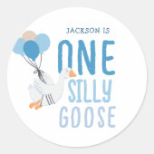 Sticker Rond Blue One Silly Goose 1er anniversaire (Devant)